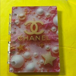 CHANEL Pink Gold Pearl & Star Spiral Notebook